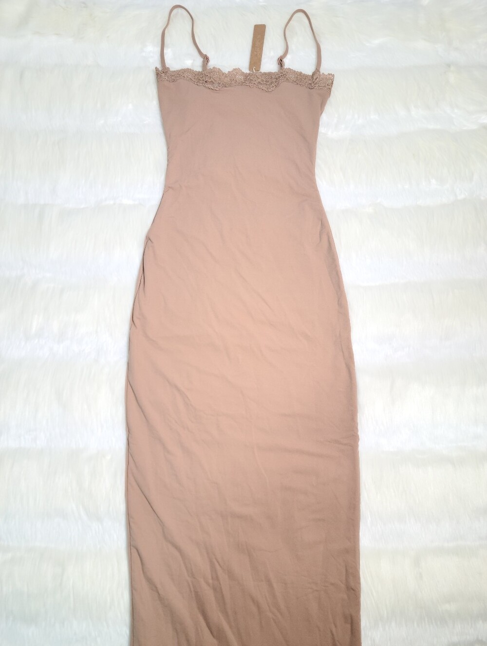 SKIMS Fits Everybody Lace Long Slip Dress Tan Sienna Women XXS NEW